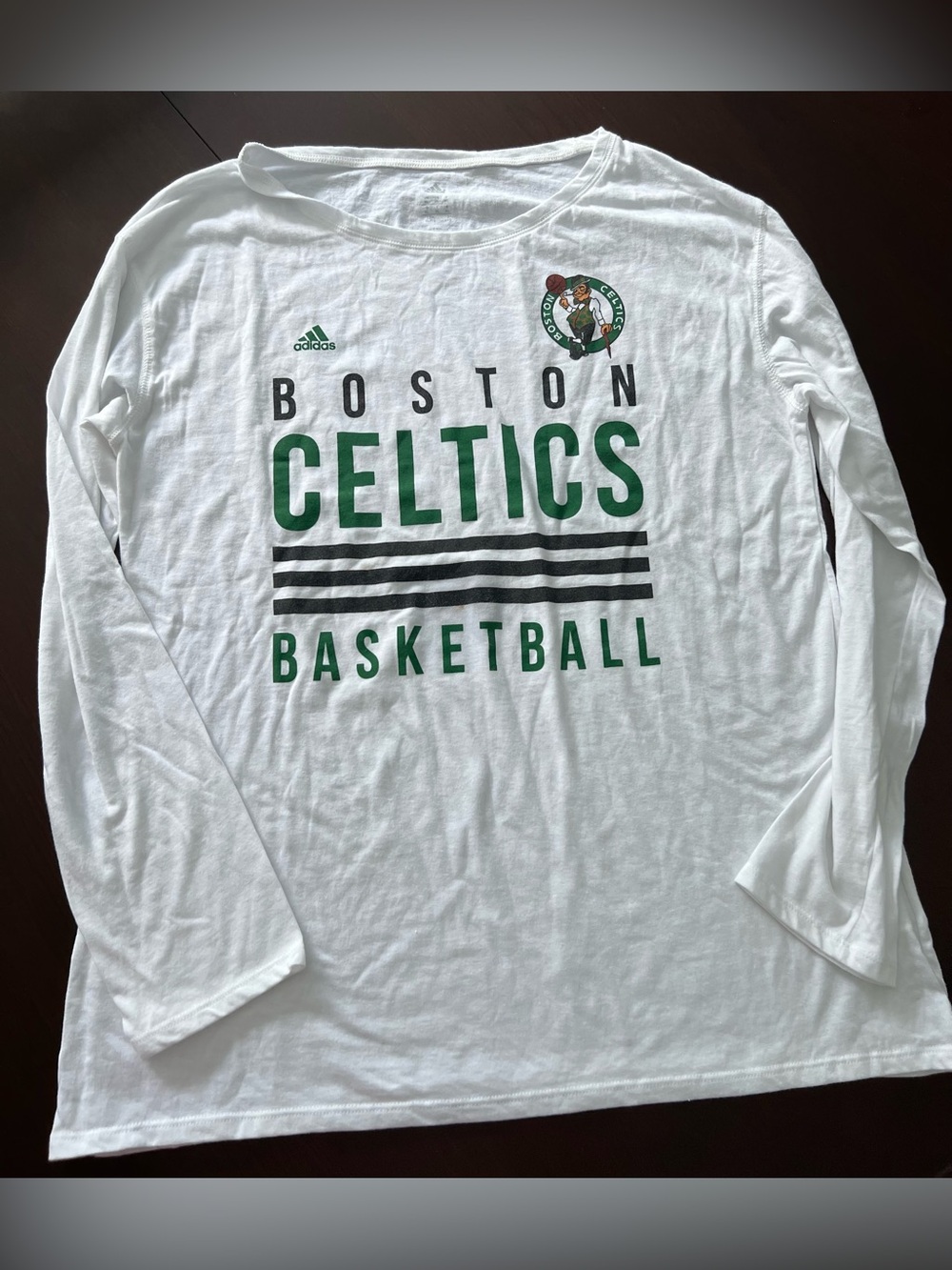 Adidas Boston Celtics Long Sleeve Graphic T-Shirt White XL NBA Basketball Women'